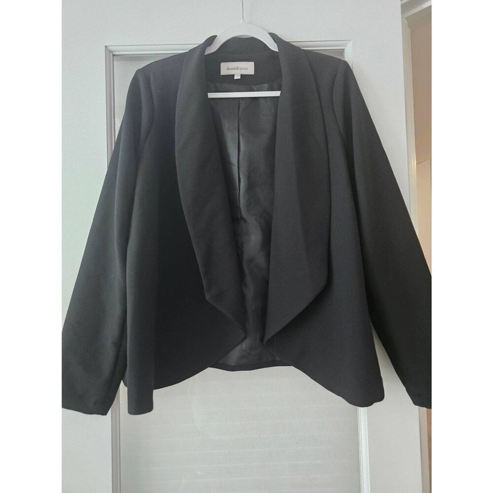 Women's Anthropologie Daniel Rainn Open Front Blazer Cardigan Size Large Black